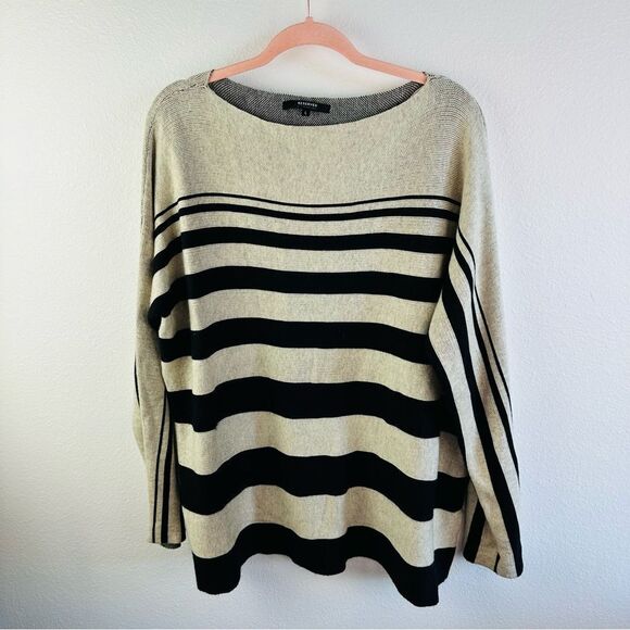Reserved Beige Black Striped Wool Blend Sweater Size L - Picture 1 of 3
